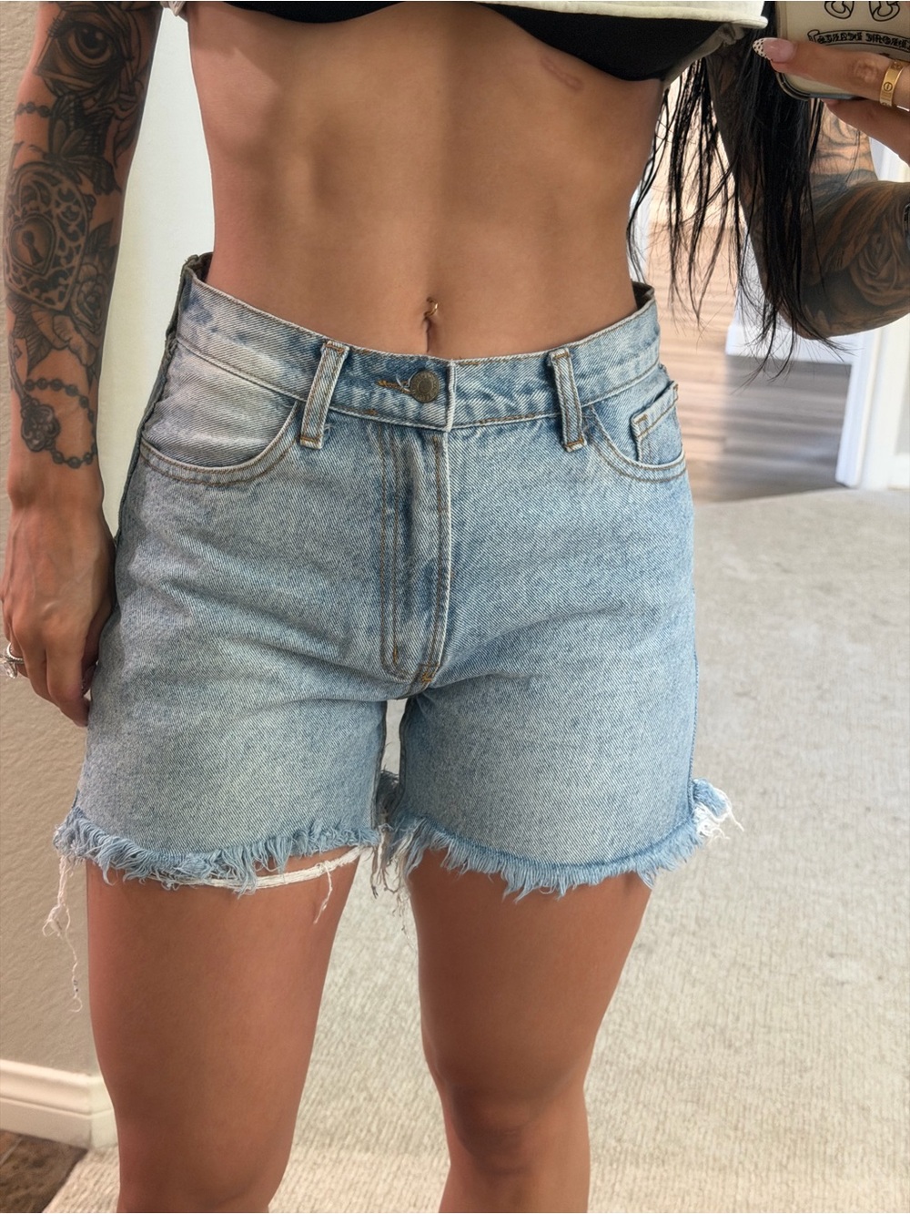 Light Blue High-Rise Denim Jean Shorts - Picture 4 of 4